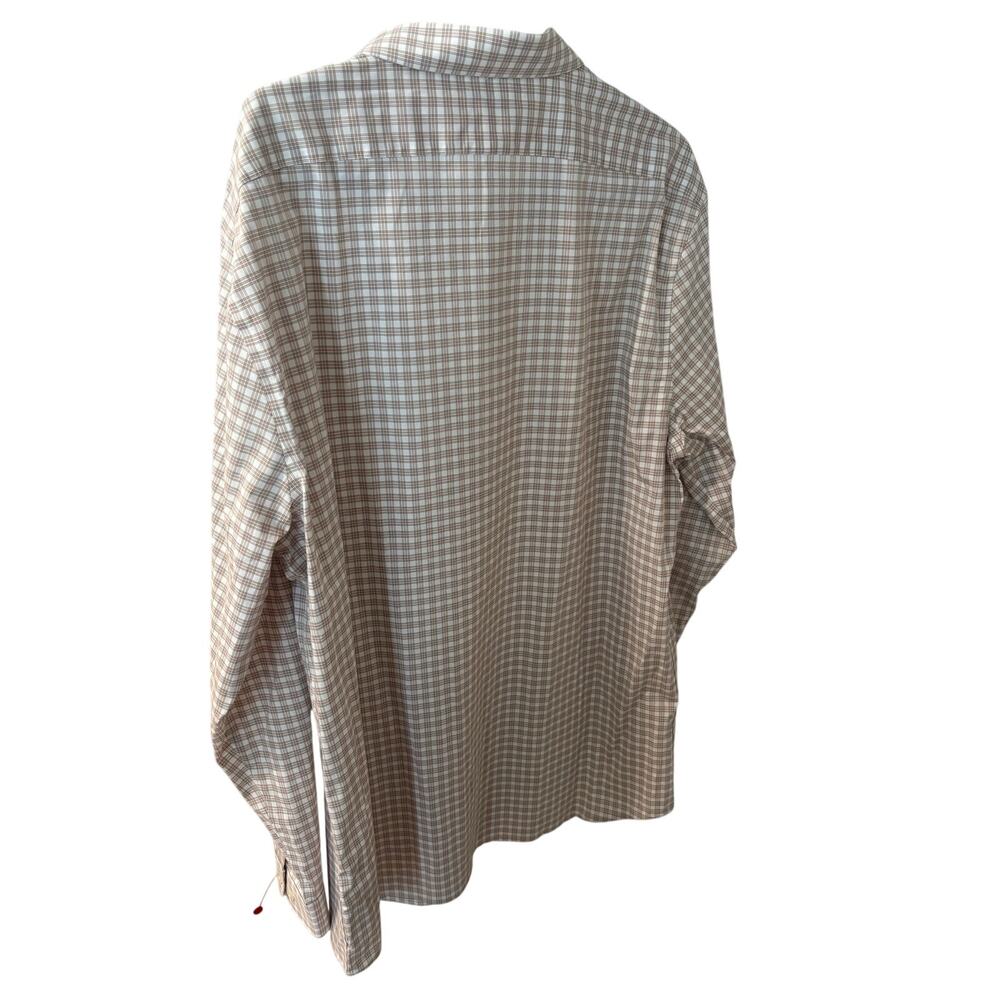 Banana Republic Slim Fit Wrinkle Resistant Dress Shirt XL Tall Beige Plaid - Picture 12 of 16